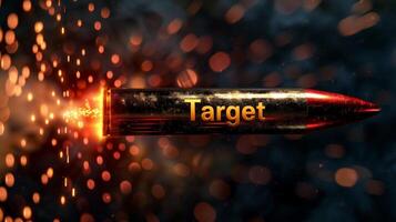 AI generated high speed Flying bullet with target point. business target concept. generative AI photo