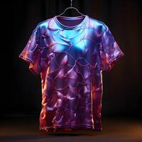 AI generated Colorful Clothes with Glowing Effect Isolated on Dark Background. Generative Ai photo