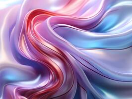 AI generated Wavy and Colorful Holographic Silk Background. Glossy and Iridescent Smooth Texture. Generative Ai photo