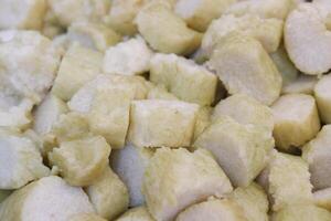 Closeup of a rice cake  in a market stall photo