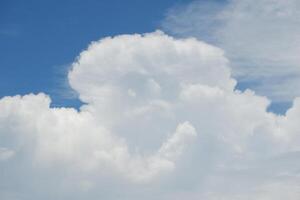 Blue sky background with tiny clouds photo