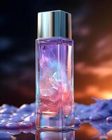 AI generated Exotic and Colorful Cosmetics Beauty Product Mock up with Blank Bottle. Generative Ai photo