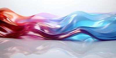 AI generated Holographic Chrome Gradient Liquid Waves. Translucent Gradient Background. Generative Ai photo