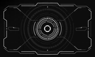 HUD sci-fi interface screen view white circular geometric design virtual reality futuristic technology creative display on red vector