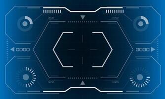 HUD sci-fi interface screen view white hexagon geometric design virtual reality futuristic technology creative display on blue vector
