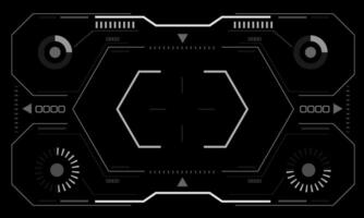 HUD sci-fi interface screen view white hexagon geometric design virtual reality futuristic technology creative display on black vector