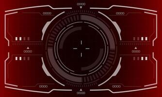 HUD sci-fi interface screen view white circular geometric design virtual reality futuristic technology creative display on red vector