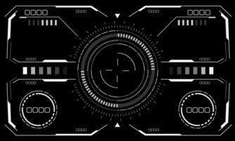 HUD sci-fi interface screen view white circular geometric design virtual reality futuristic technology creative display on black vector