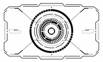 HUD sci-fi interface screen view black geometric design virtual reality futuristic technology creative display on white vector