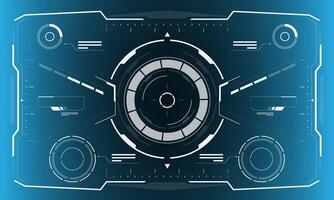 HUD sci-fi interface screen view white hexagon geometric design virtual reality futuristic technology creative display on blue vector