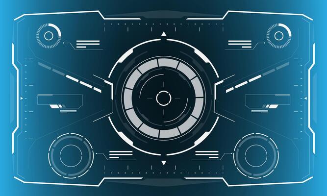 HUD sci-fi interface screen view white hexagon geometric design virtual reality futuristic technology creative display on blue vector