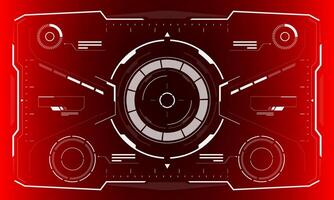 HUD sci-fi interface screen view white hexagon geometric design virtual reality futuristic technology creative display on red vector
