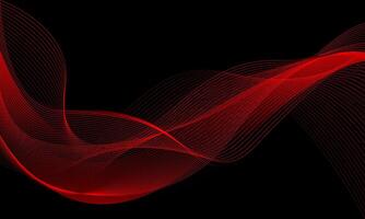 Abstract red wave curve line light dynamic movement overlap on black design modern futuristic technology background vector