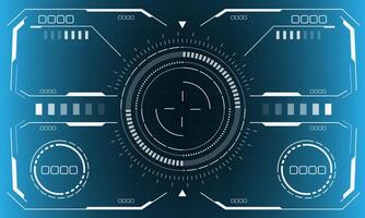 HUD sci-fi interface screen view white circular geometric design virtual reality futuristic technology creative display on blue vector