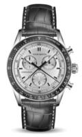 realista reloj reloj cronógrafo plata cara negro blanco flecha número en aislado antecedentes diseño para hombres lujo vector