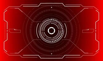 HUD sci-fi interface screen view white circular geometric design virtual reality futuristic technology creative display on red vector