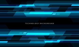 Abstract blue cyber light geometric technology futuristic overlap on black blank space design modern creative background vector