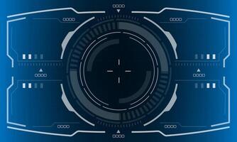 HUD sci-fi interface screen view white circular geometric design virtual reality futuristic technology creative display on blue vector