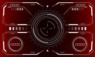 HUD sci-fi interface screen view white circular geometric design virtual reality futuristic technology creative display on red vector