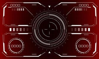 HUD sci-fi interface screen view white circular geometric design virtual reality futuristic technology creative display on red vector