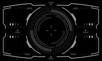 HUD sci-fi interface screen view white circular geometric design virtual reality futuristic technology creative display on black vector