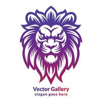 degradado león cabeza logo diseño vector