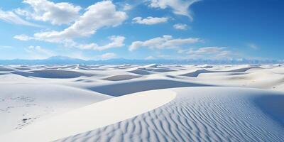 AI generated White Sand Dunes Landscape in the Desert with Blue Sky View. White Desert. Generative Ai photo