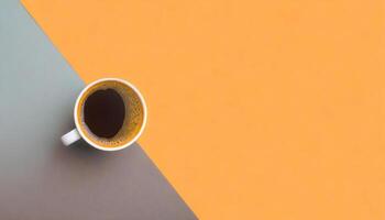 AI generated mug of coffee in the corner, banner for web site photo