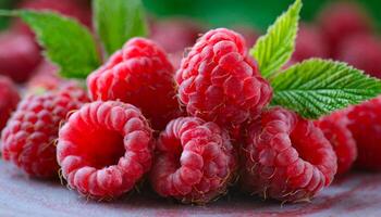 AI generated sweet rasberry close up photo