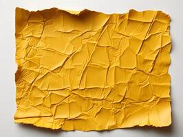 AI generated Yellow Crumpled Paper Texture Background. Generative Ai photo