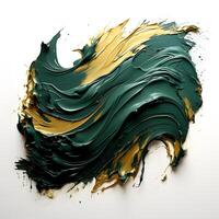 AI generated Luxury Abstract Paint Fluid Background in Green, Black and Gold. Art Paint Pattern Ink Texture. Generative Ai photo