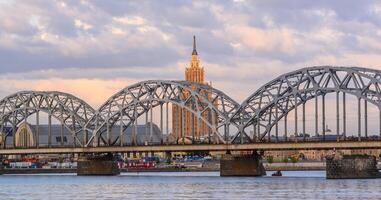 railway bridge over the Daugava river in Rigi in Latvia 2 photo