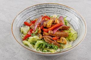 Veal salad on a stone background studio food photo 2