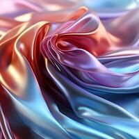 AI generated Wavy and Colorful Holographic Silk Background. Glossy and Iridescent Smooth Texture. Generative Ai photo