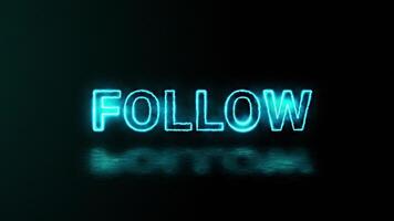 Follow Blue electric fire Text effect with Black Background video