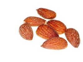 Almonds Salted on white background photo