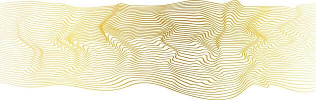 Abstract wavy curve gold gradient lines isolated on transparent background. Modern vector background