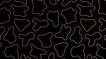 Abstract golden blotch shape pattern isolated on black background. Modern pattern vector illustration