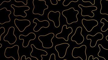 Abstract golden blotch shape pattern isolated on black background. Modern pattern vector illustration