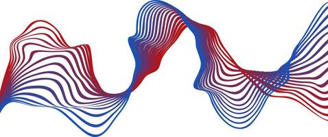 Abstract wavy curve red and blue gradient lines isolated on transparent background vector