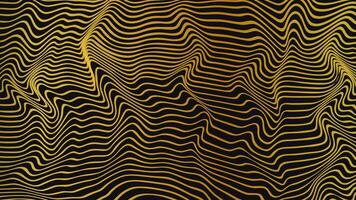 Abstract wavy curve gold gradient lines isolated on black background. Vector illustration