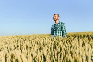 Portrait of a young handsome biologist or agronomist. photo