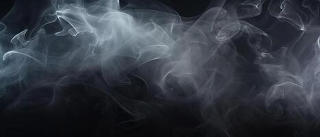 AI generated Smoke banner, white soft steam on a dark background photo