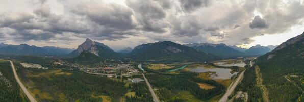 Incredible panoramic view of Banff and its surroundings. photo