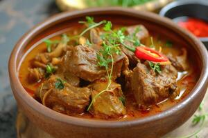 AI generated Discover the Richness, Aromatic Goat Curry Delight Gulai kambing. generative ai photo