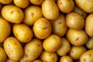 AI generated Fresh organic potatoes on market. Healthy food background. Generative AI photo