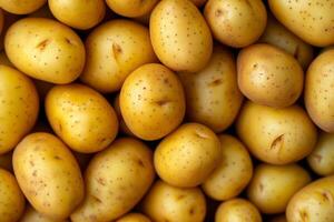 AI generated Fresh organic potatoes on market. Healthy food background. Generative AI photo