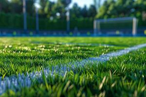 ai generado verde campo en un fútbol americano estadio. generativo ai foto