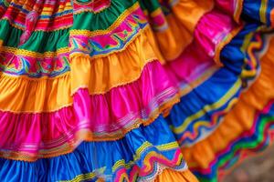 AI generated Closeup of vibrant colorful traditional mexican dress. Generative AI photo