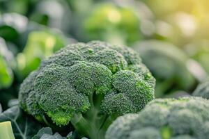 AI generated Fresh green broccoli pattern. Organic food. Generative AI photo